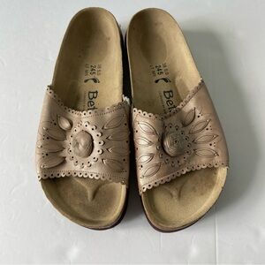 Birkenstock Betula Sparkly Tan w/rosette details - Womens 7 like New Condition